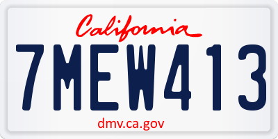 CA license plate 7MEW413