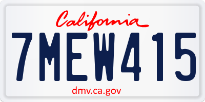 CA license plate 7MEW415