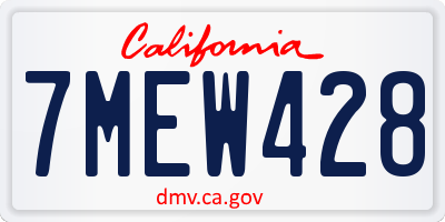 CA license plate 7MEW428