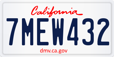 CA license plate 7MEW432