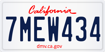 CA license plate 7MEW434