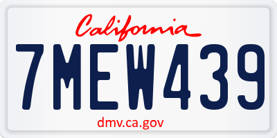 CA license plate 7MEW439