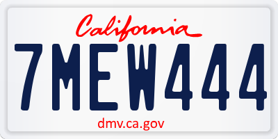 CA license plate 7MEW444