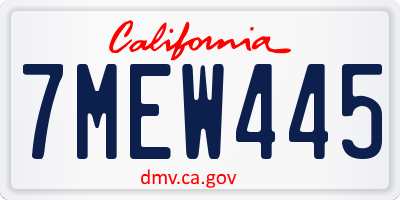 CA license plate 7MEW445