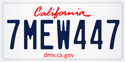 CA license plate 7MEW447