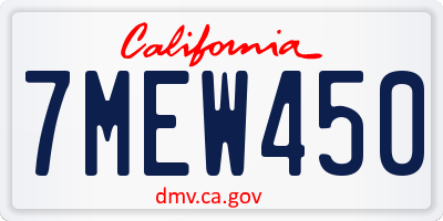 CA license plate 7MEW450