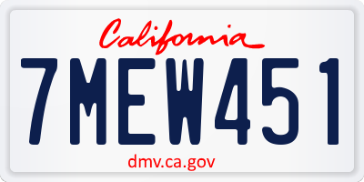 CA license plate 7MEW451