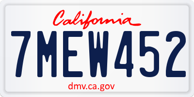 CA license plate 7MEW452