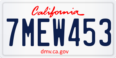 CA license plate 7MEW453