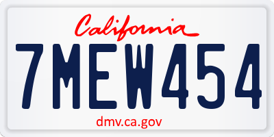 CA license plate 7MEW454