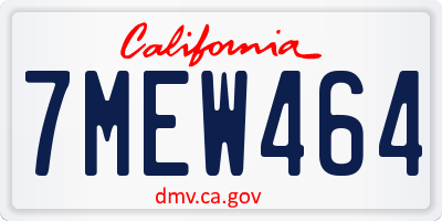 CA license plate 7MEW464