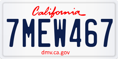 CA license plate 7MEW467