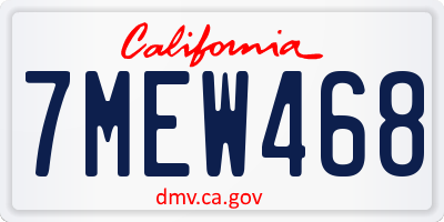 CA license plate 7MEW468