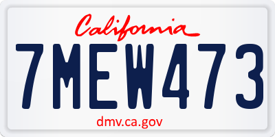 CA license plate 7MEW473