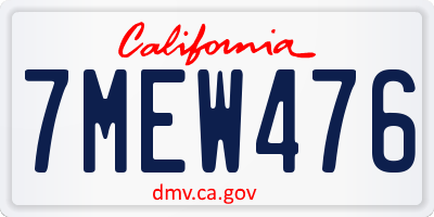 CA license plate 7MEW476