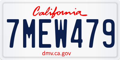 CA license plate 7MEW479