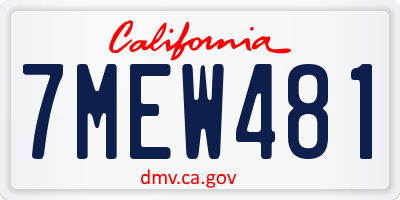 CA license plate 7MEW481