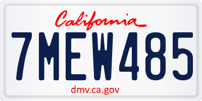 CA license plate 7MEW485