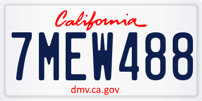 CA license plate 7MEW488