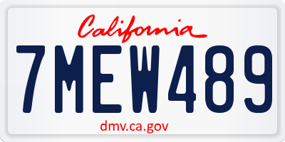 CA license plate 7MEW489