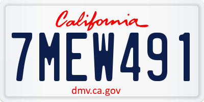 CA license plate 7MEW491