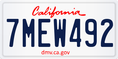 CA license plate 7MEW492