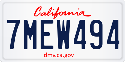 CA license plate 7MEW494