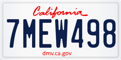 CA license plate 7MEW498