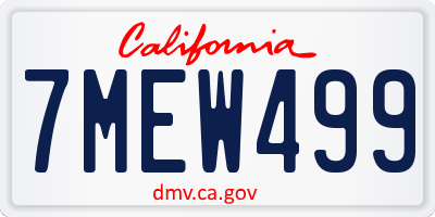 CA license plate 7MEW499