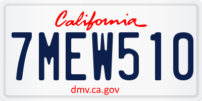 CA license plate 7MEW510