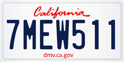 CA license plate 7MEW511
