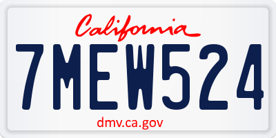 CA license plate 7MEW524