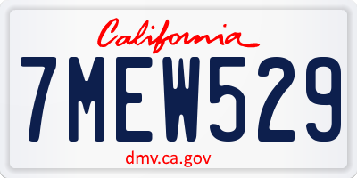 CA license plate 7MEW529