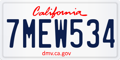 CA license plate 7MEW534
