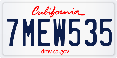 CA license plate 7MEW535