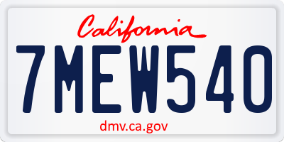 CA license plate 7MEW540