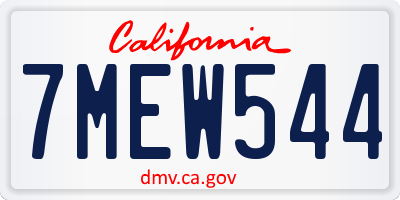 CA license plate 7MEW544