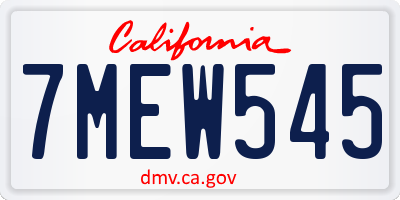 CA license plate 7MEW545