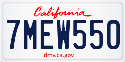 CA license plate 7MEW550