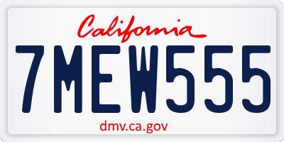 CA license plate 7MEW555