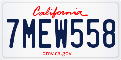 CA license plate 7MEW558