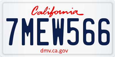 CA license plate 7MEW566
