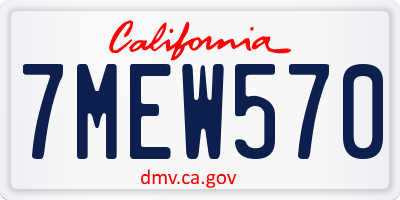 CA license plate 7MEW570