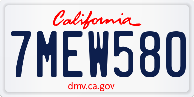 CA license plate 7MEW580