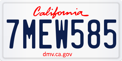 CA license plate 7MEW585
