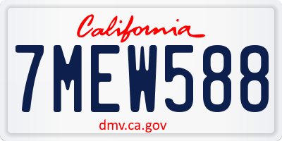 CA license plate 7MEW588