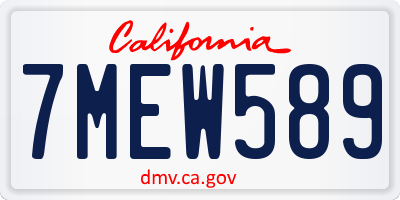 CA license plate 7MEW589