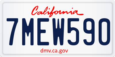 CA license plate 7MEW590