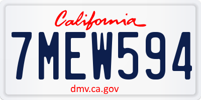CA license plate 7MEW594