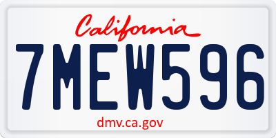 CA license plate 7MEW596